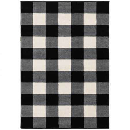 Palacedesigns 7 x 9 ft. Black Monochromatic Gingham Pattern Indoor Area Rug - Black - 7' x 9' PA3097159